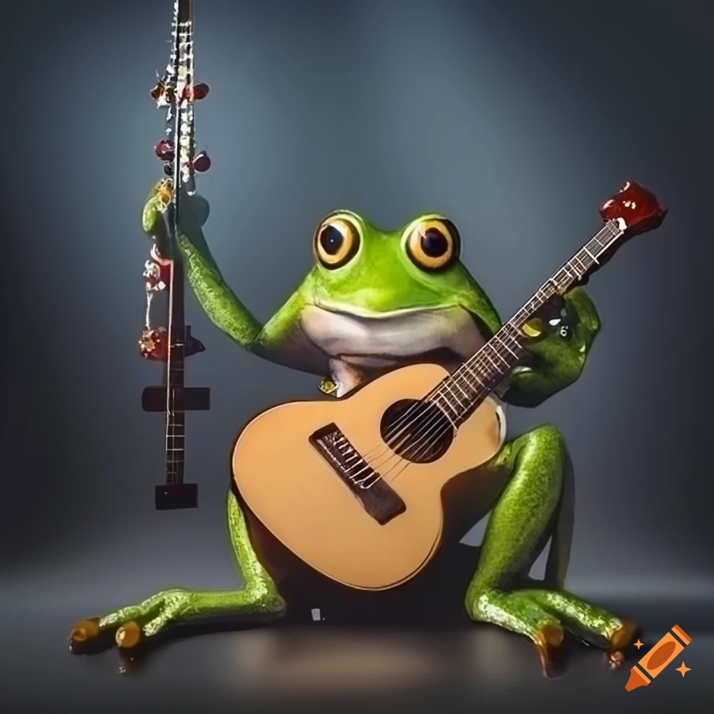 poster of a frog playing an acoustic guitar