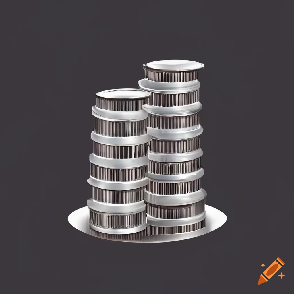 sleek silver logo design for SR with stacked coins