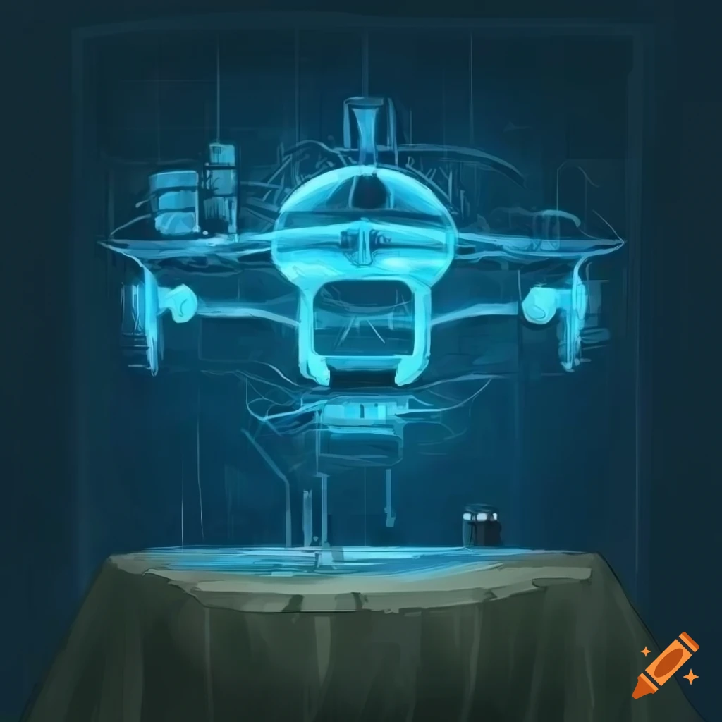 schematic blueprint of a thopter on a laboratory table
