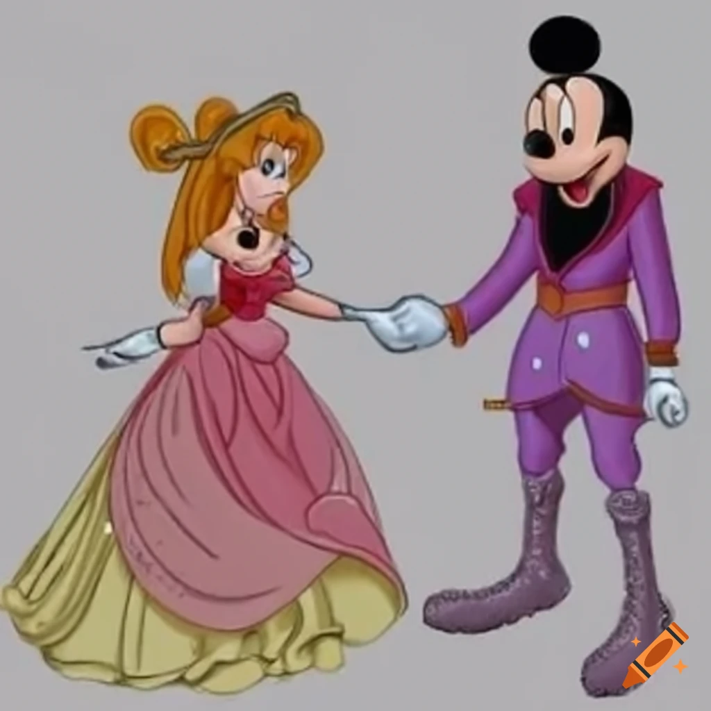 Mickey Mouse and Princess Giselle together