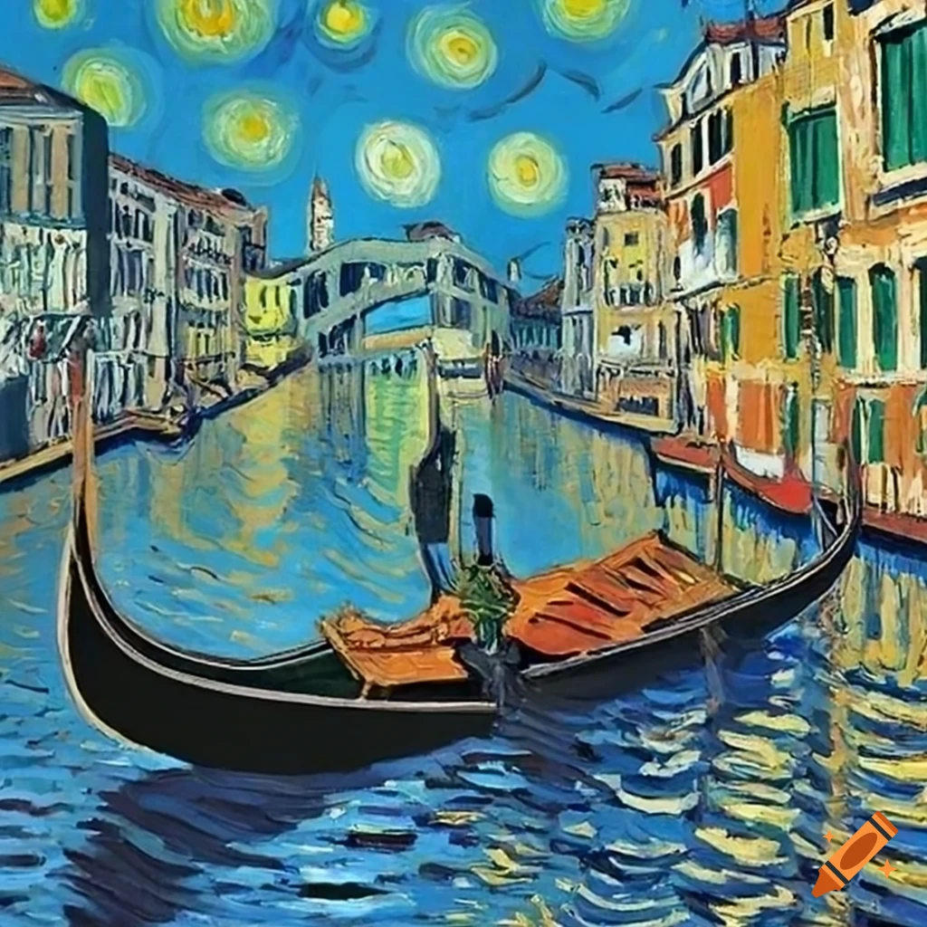 Vincent van Gogh's painting of a gondola in Venice