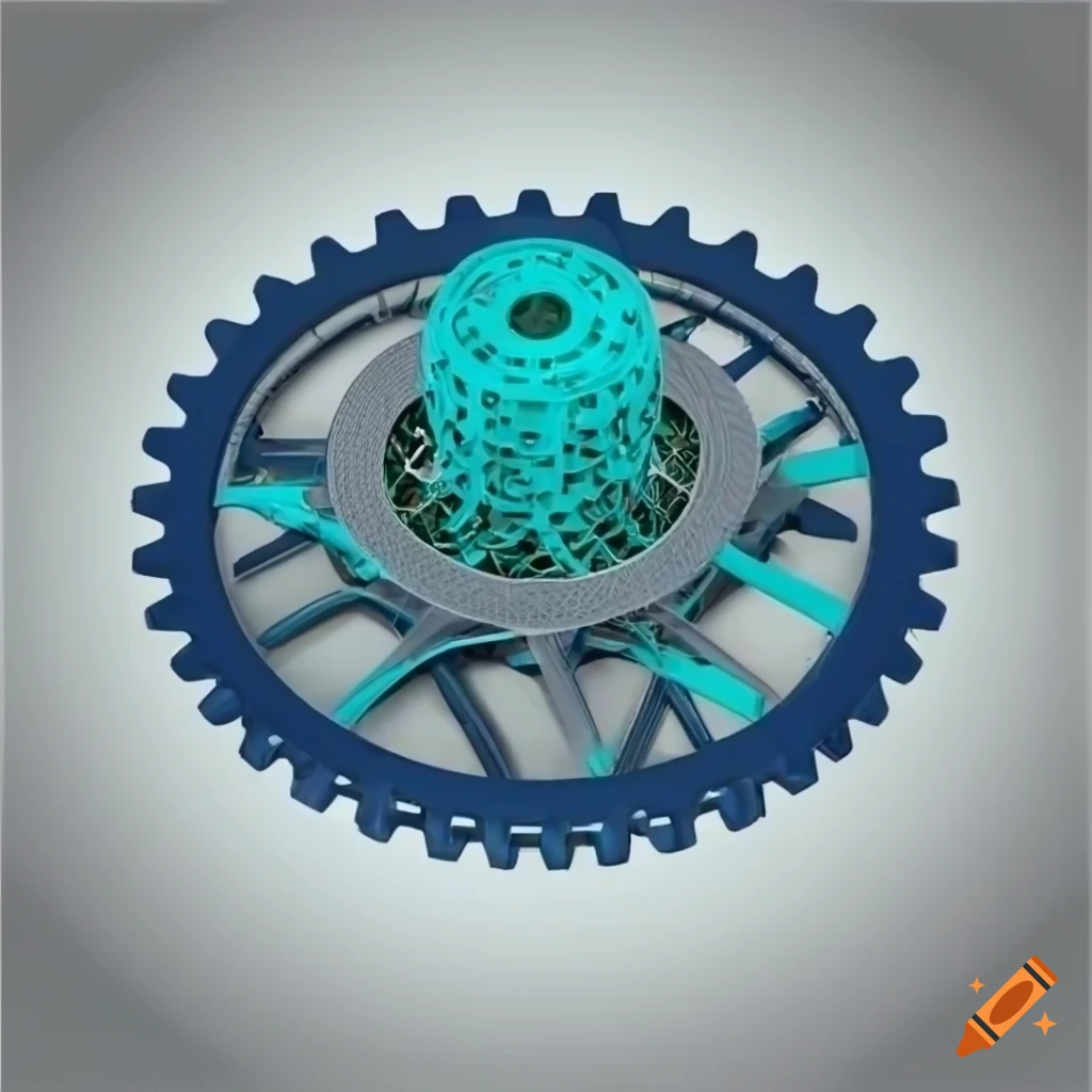 detailed 3D wireframe representation of two mechanical gears