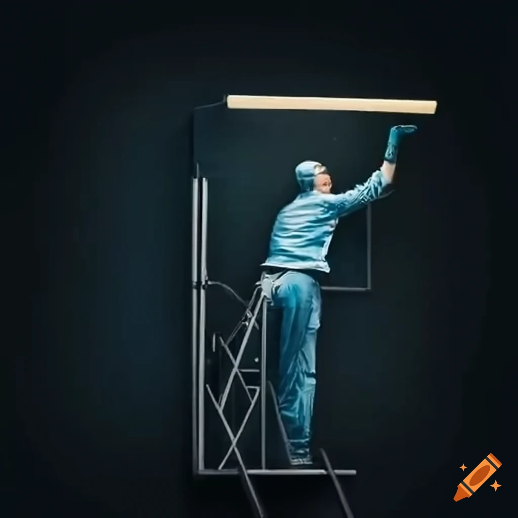 man cleaning a window with a squeegee