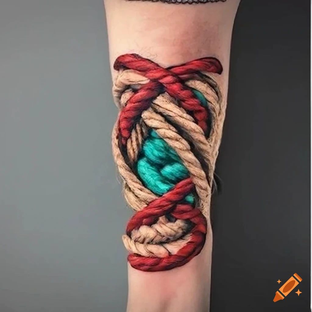 Colorful braided rope forearm tattoo on Craiyon