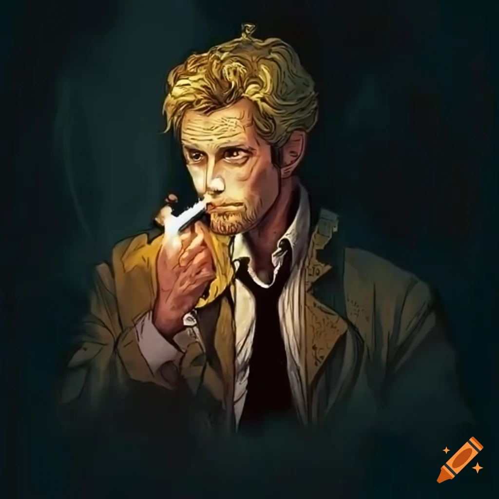 John Constantine smoking with a bracelet on Craiyon