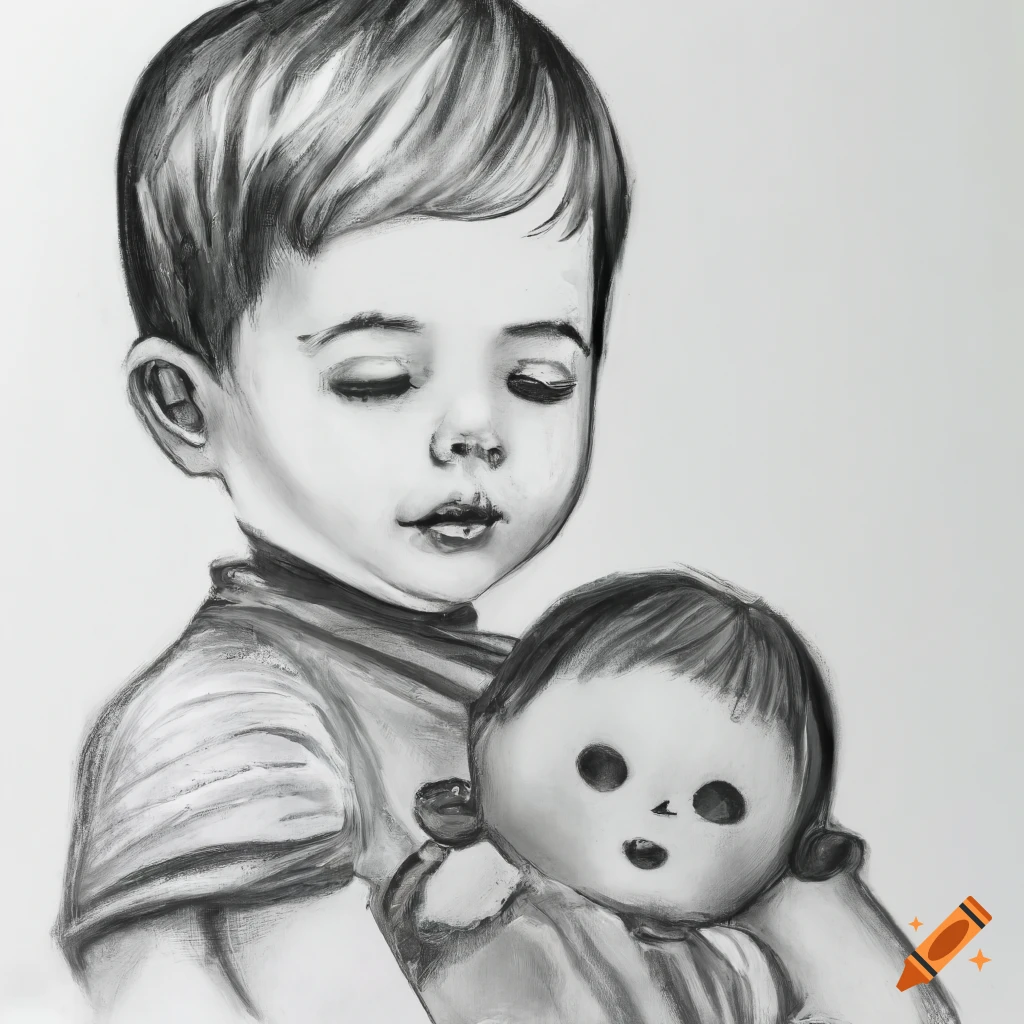 boy playing with a doll