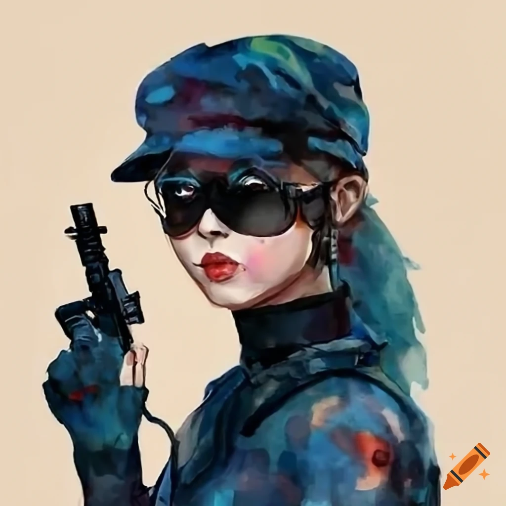 girl wearing SWAT costume