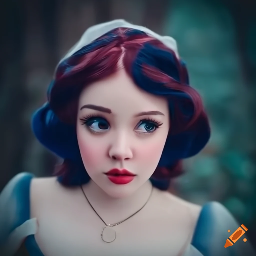 close-up portrait of a cute female resembling Disney's character Snow White