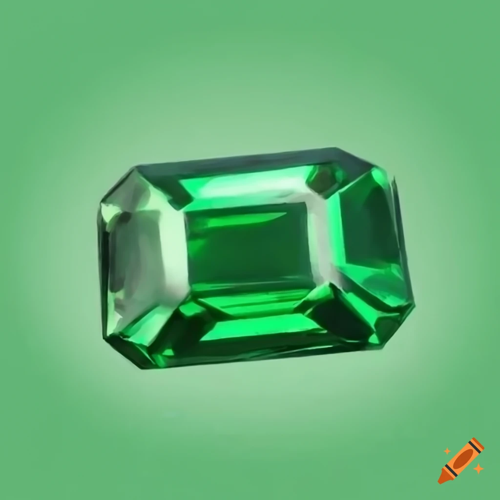 green gemstone in a sci-fi sketch art