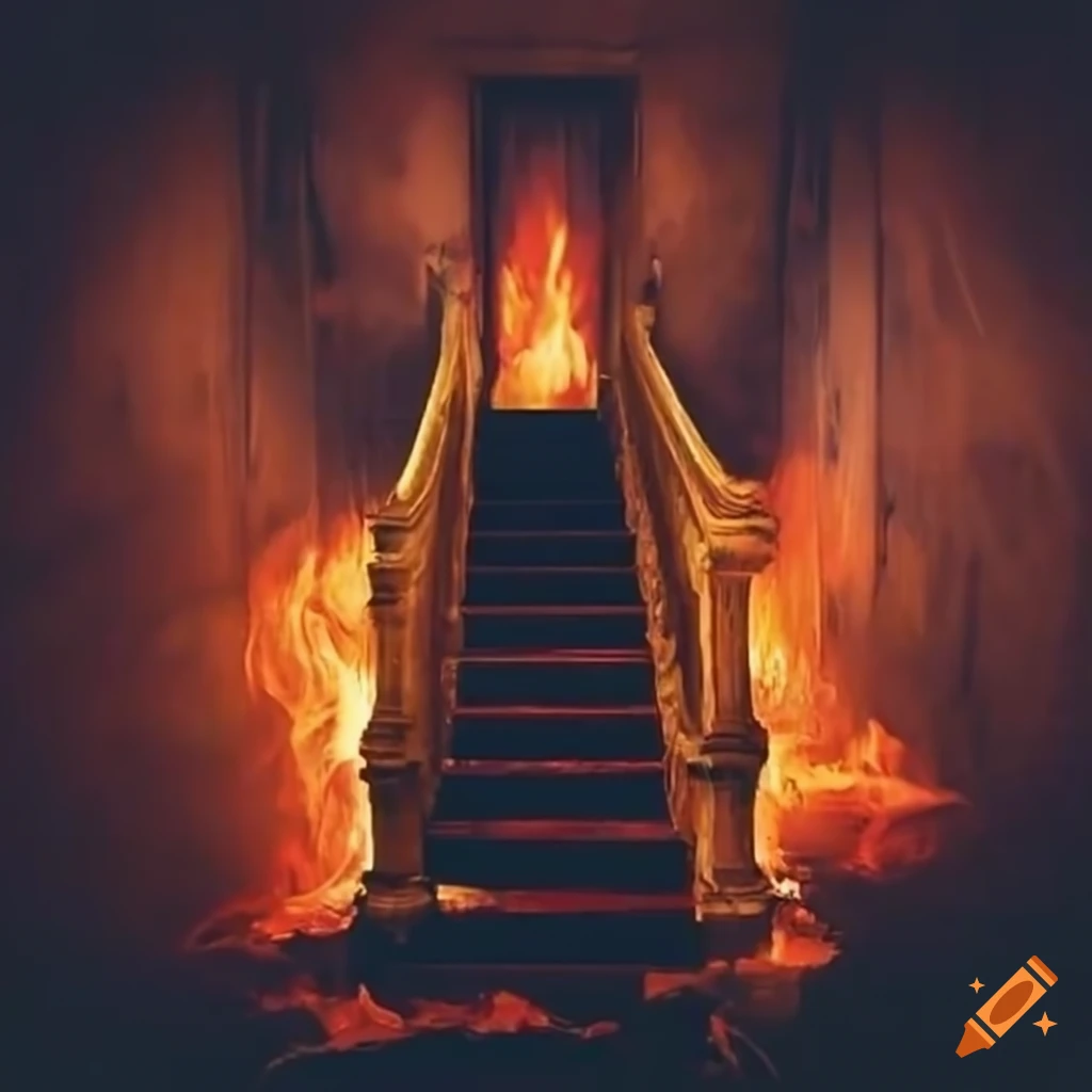 image of a fiery staircase