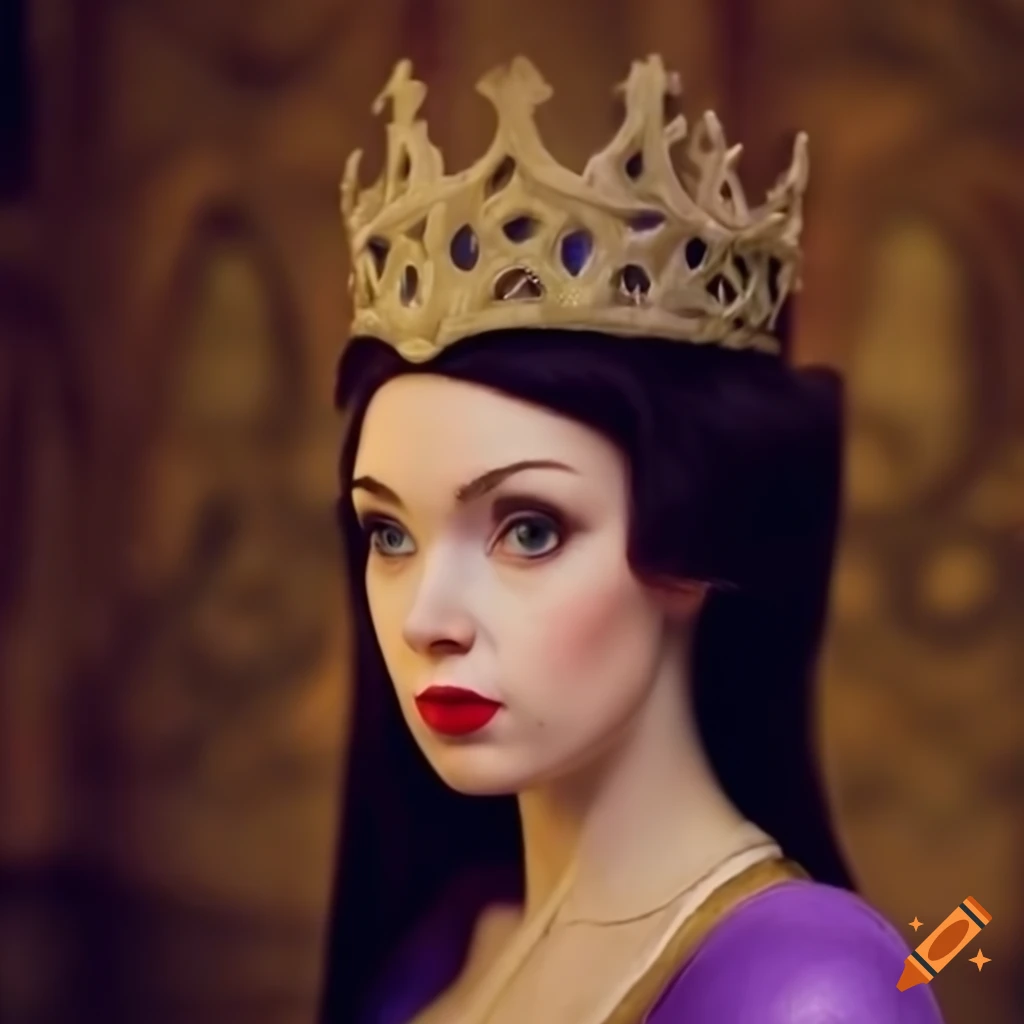 close-up of a young female resembling Evil Queen from Snow White