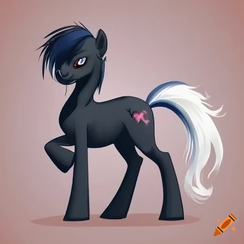 animated MLP pony with black coat and white mane