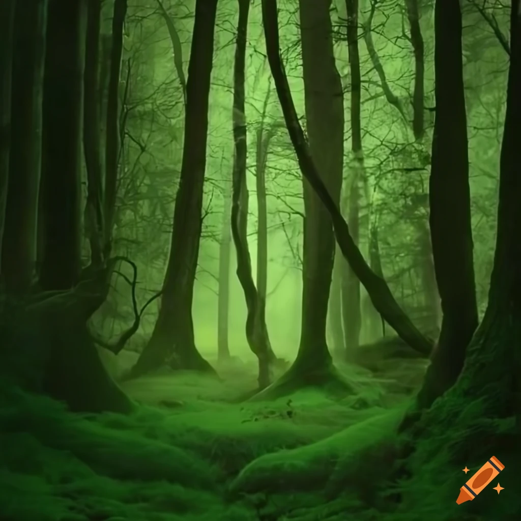ethereal forest with green surroundings