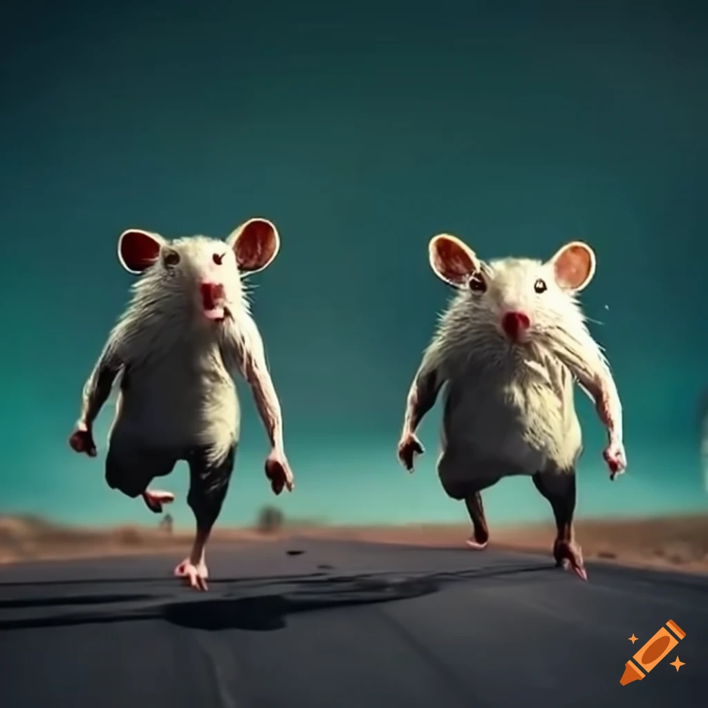 illustration of rat-like creatures running on a highway