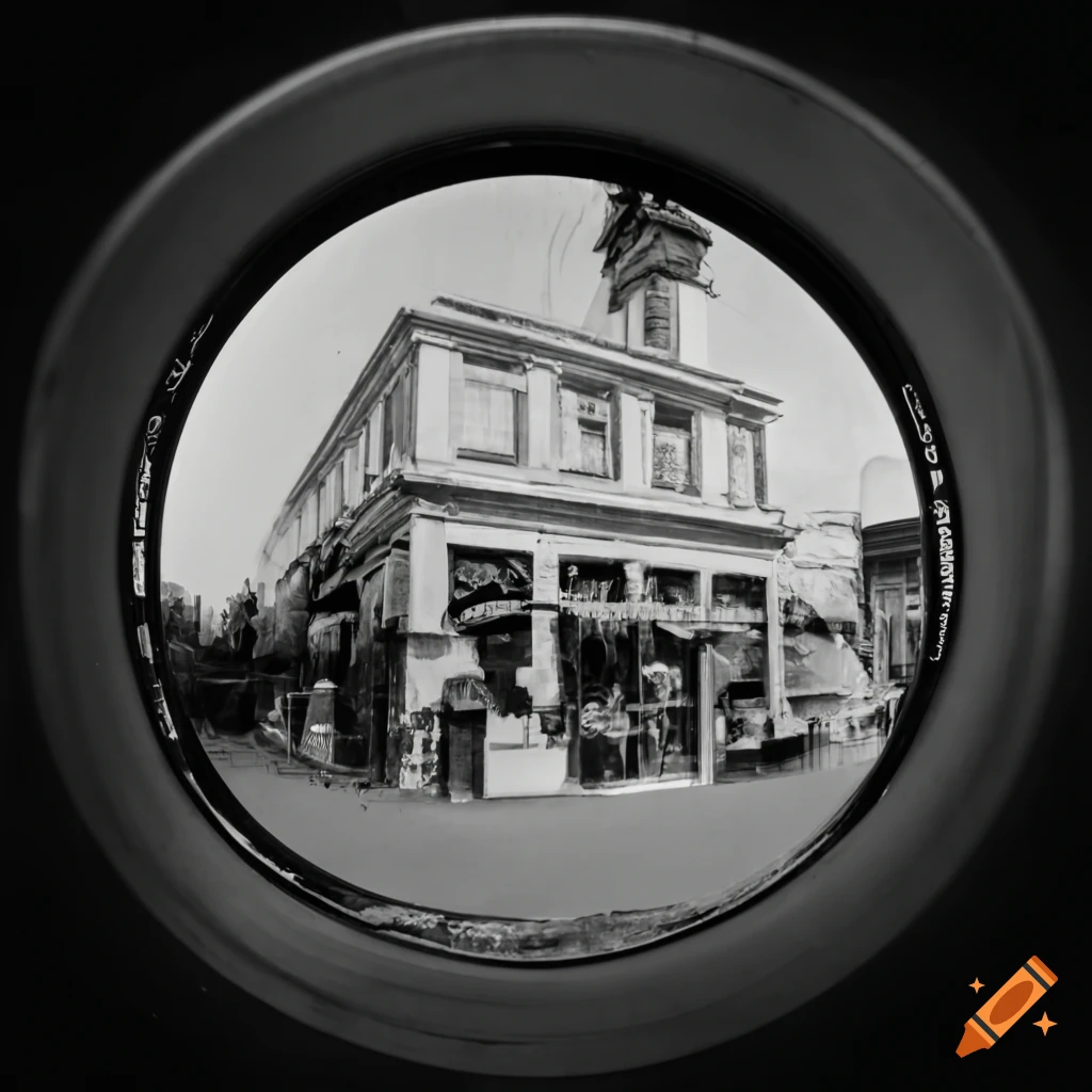 vintage flower shop with fisheye effect
