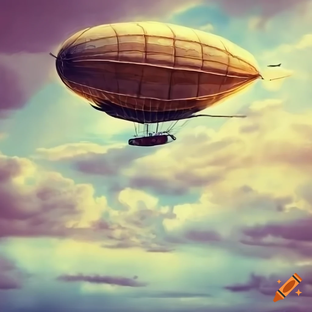 vintage airship floating in the sky