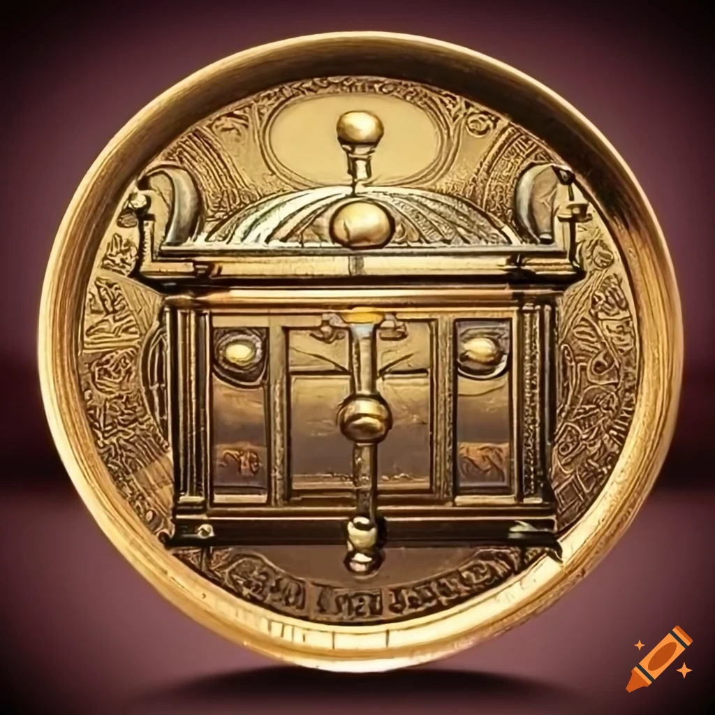 engraved gold coin with chest design