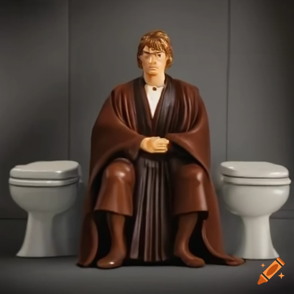 Anakin Skywalker sitting on the toilet