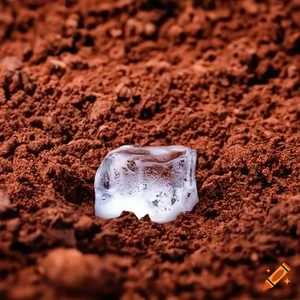 ice cubes on red soil