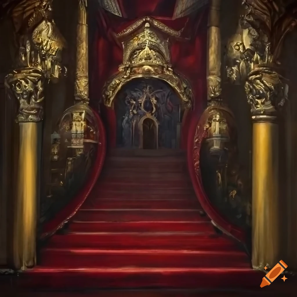 view of a regal Gothic vampire throne room