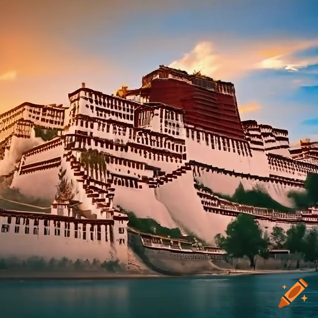 Asian castle resembling the Potala palace in Tibet
