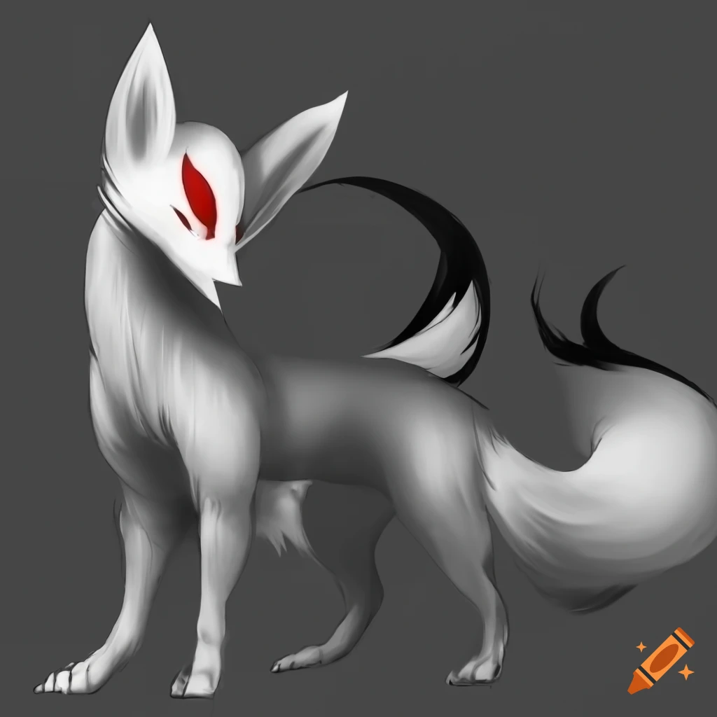 image of a male kitsune with black tails and ears