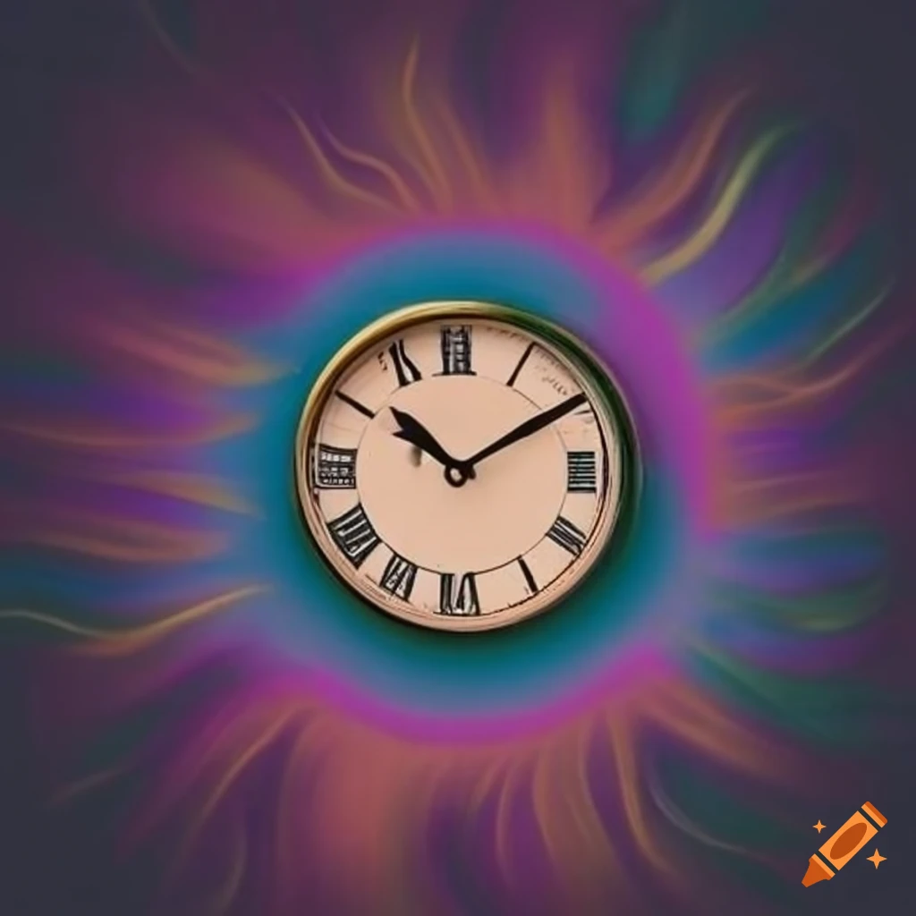 artistic representation of a clock in space-time