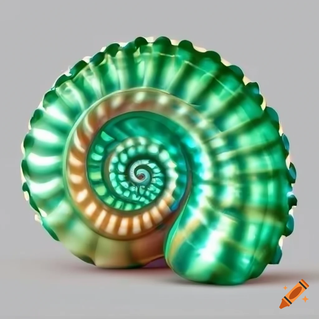 cartoon-style green seashell on white background
