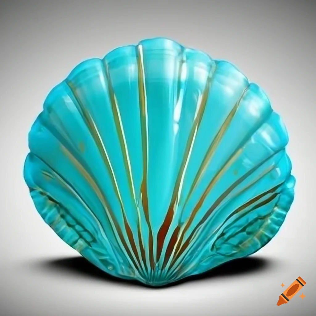 cartoon turquoise seashell on white background