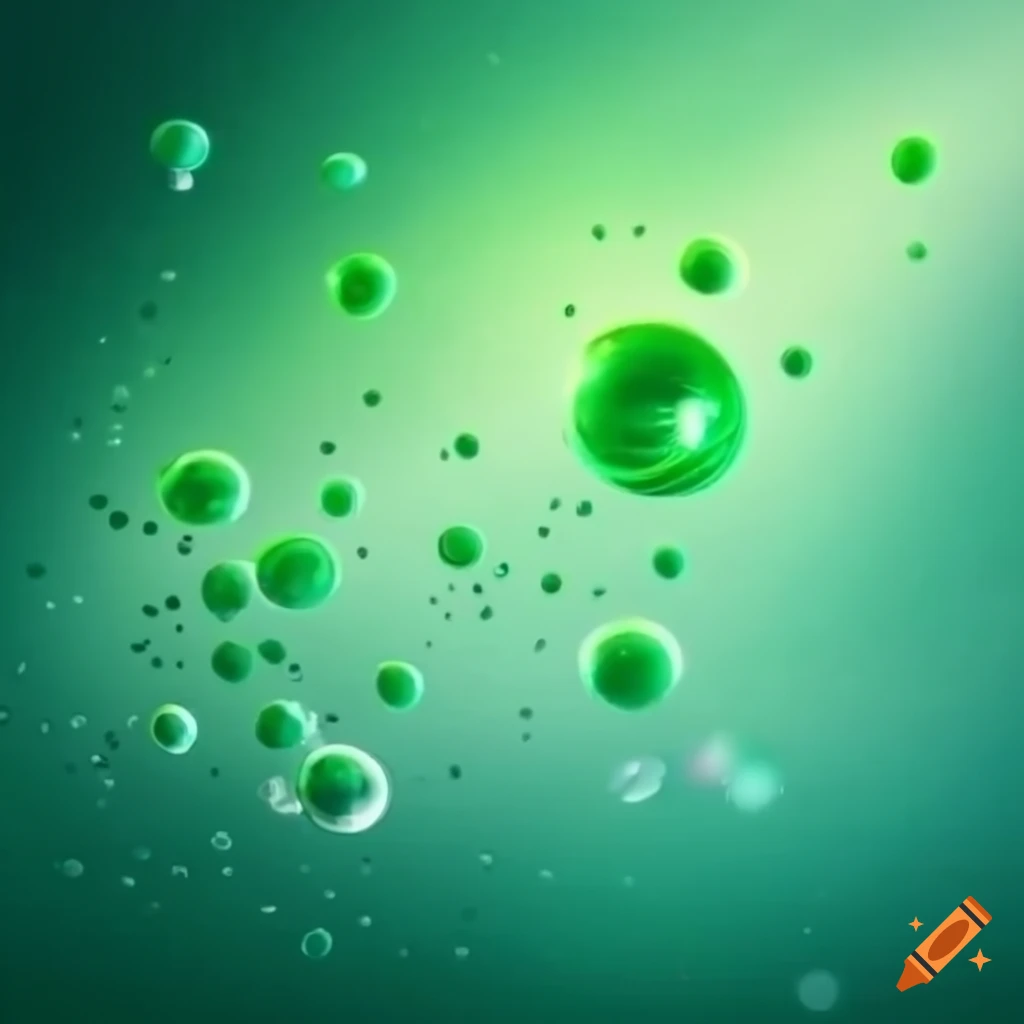 green bubbles floating up with healing properties