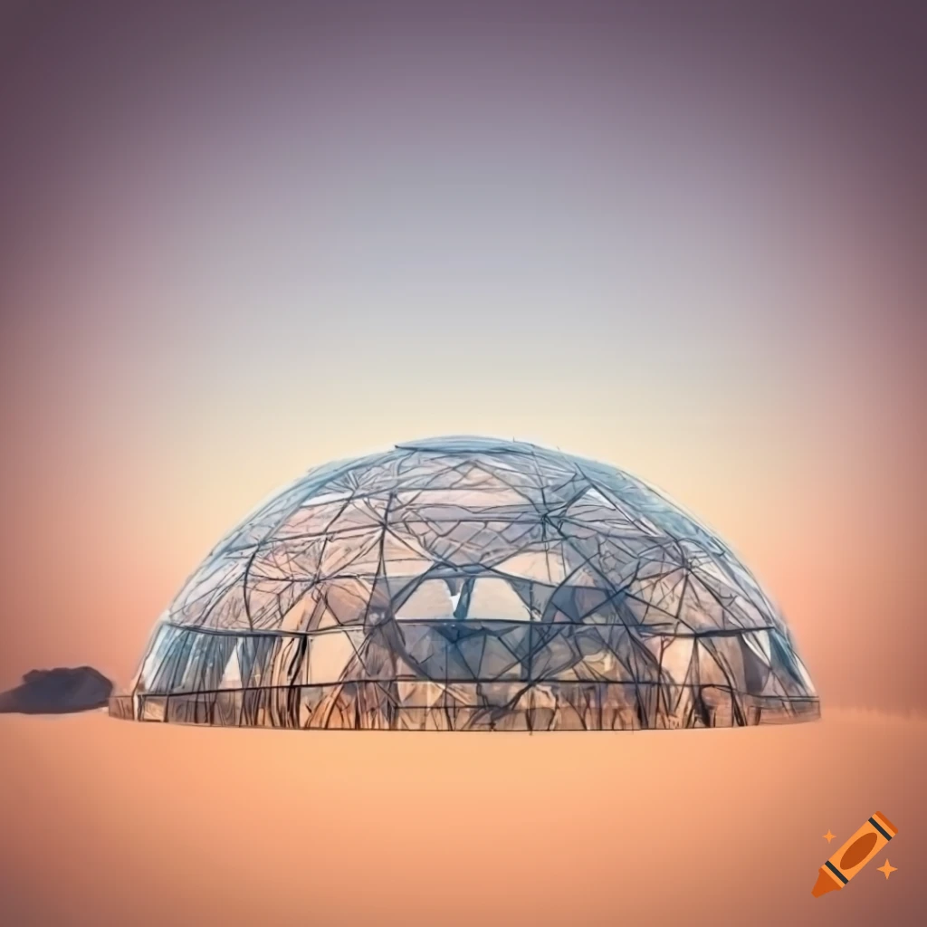 futuristic city with transparent domes and green gardens