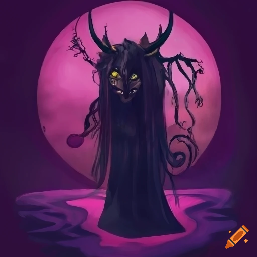 stylized tarot card of an ancient demon of lies