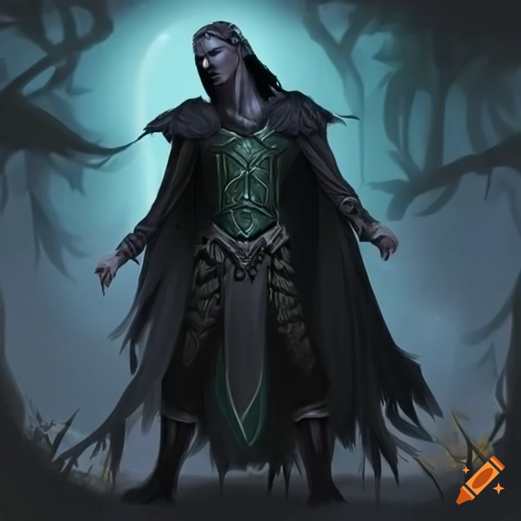 dark elf sorcerer in a raven feather cloak