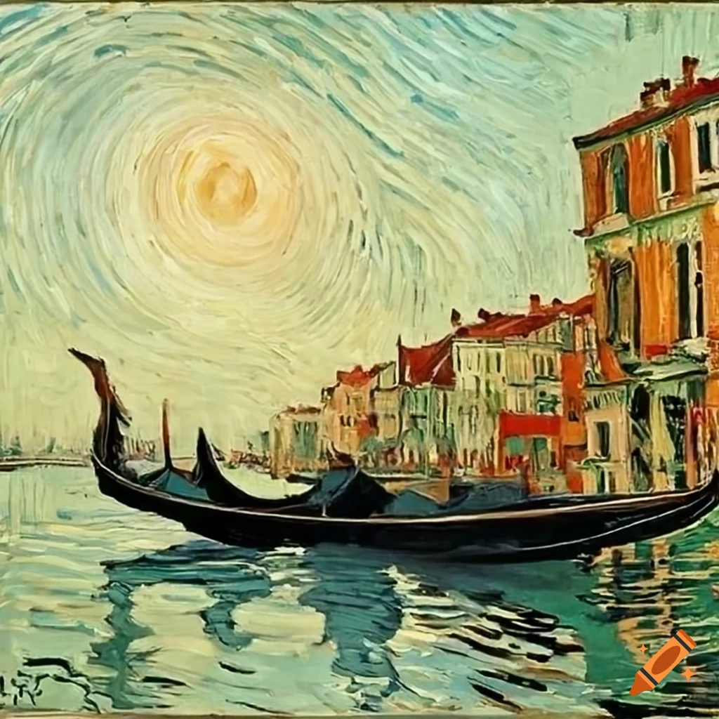 Vincent van gogh painting of a gondola in Venice