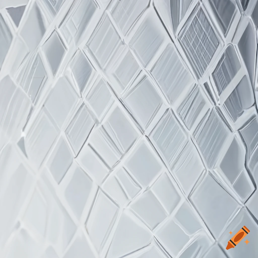 close-up of white glass with geometric patterns