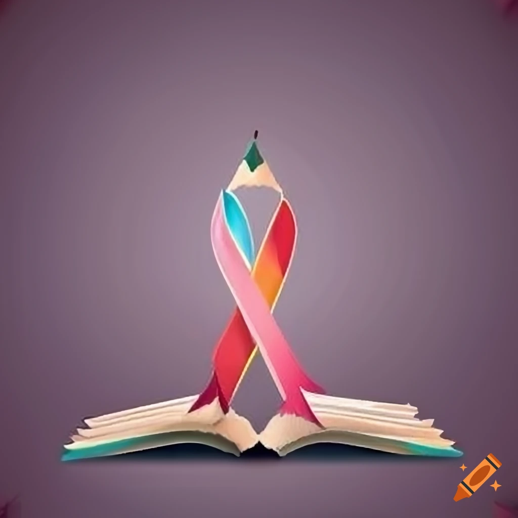colorful cancer awareness app icon with pencils and open book