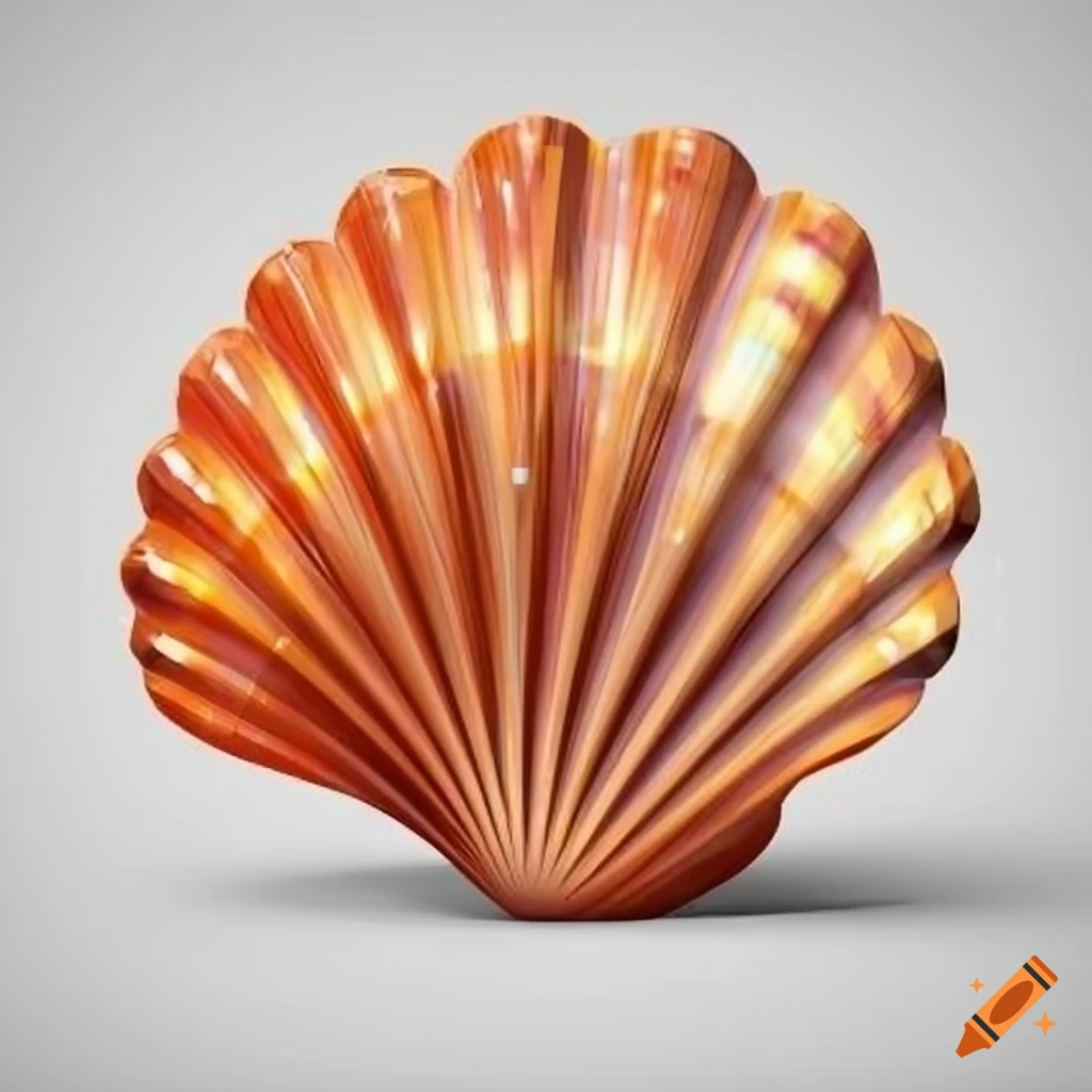 cartoon illustration of a shiny orange seashell