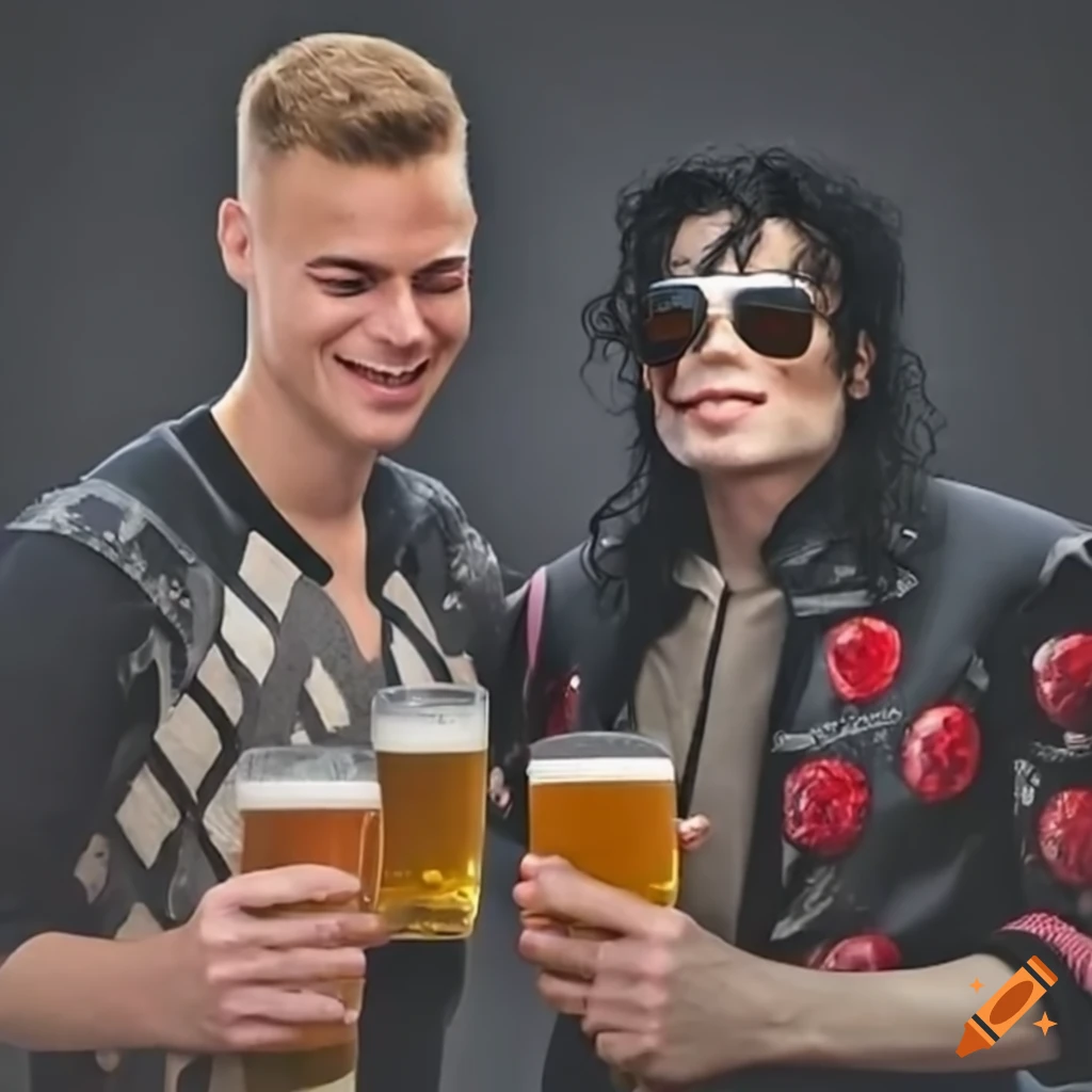 Kimmich and Michael Jackson drinking beer