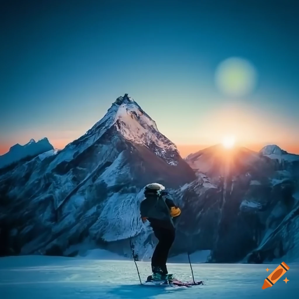 business card design with a mountain, skier, climber, and photographer's logo