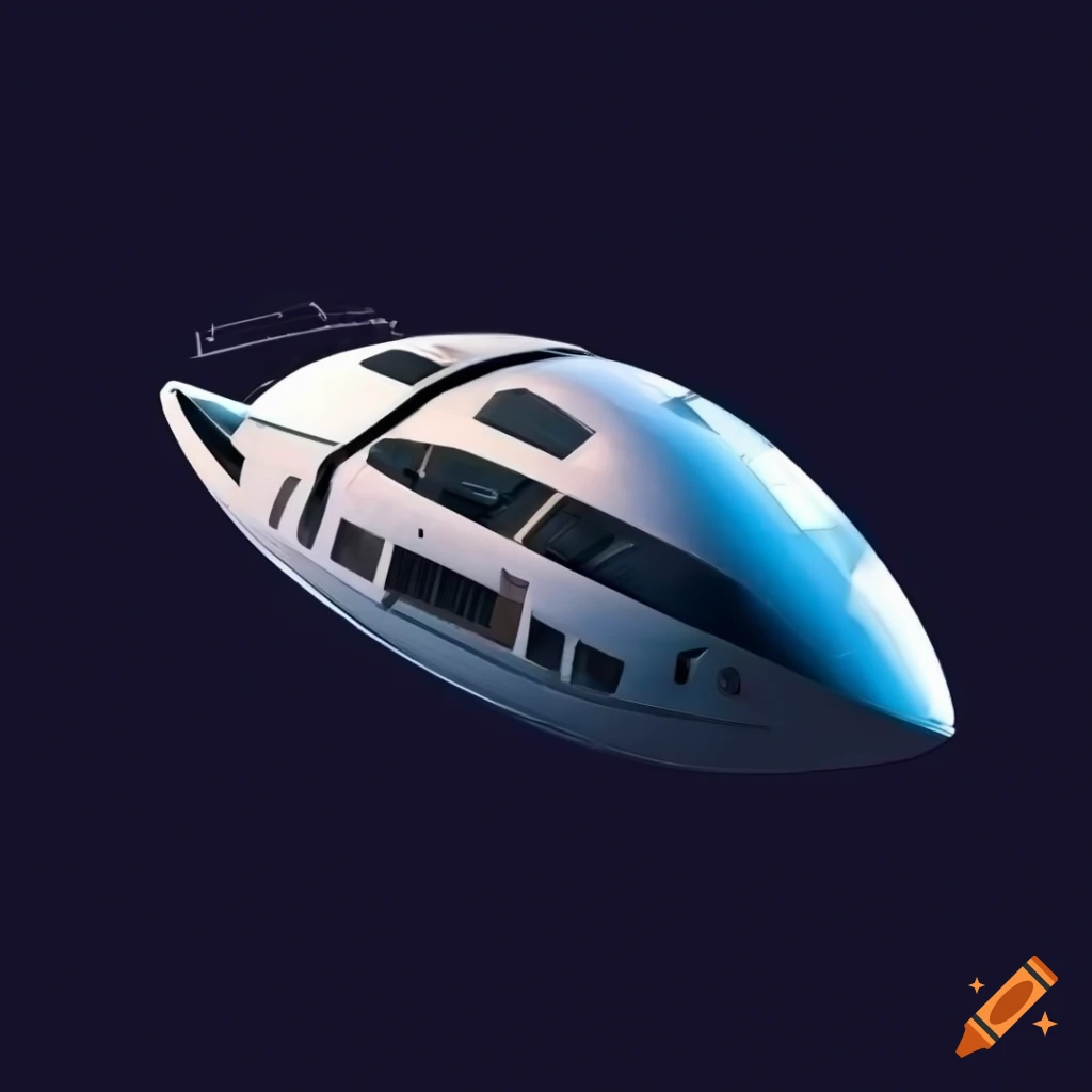 sci-fi space yacht in outer space
