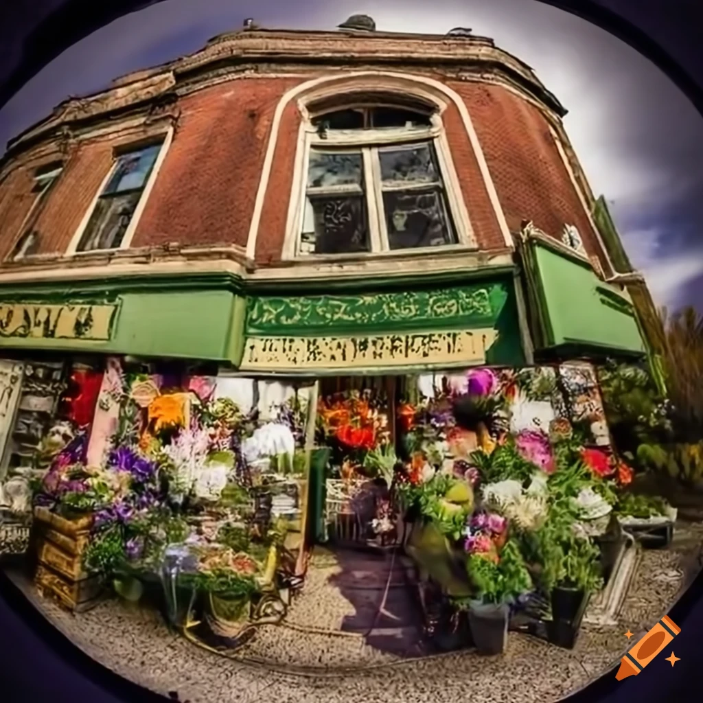 360 photo of a vibrant flower shop
