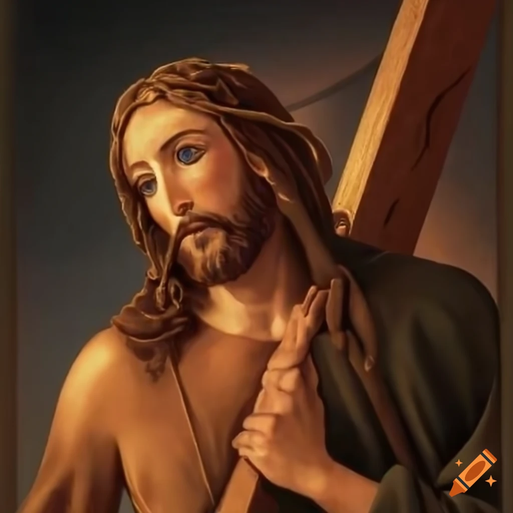 depiction of Jesus carrying the cross