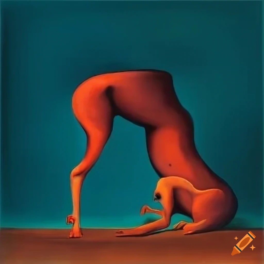 surreal artwork of a victorious bull and a dead bear