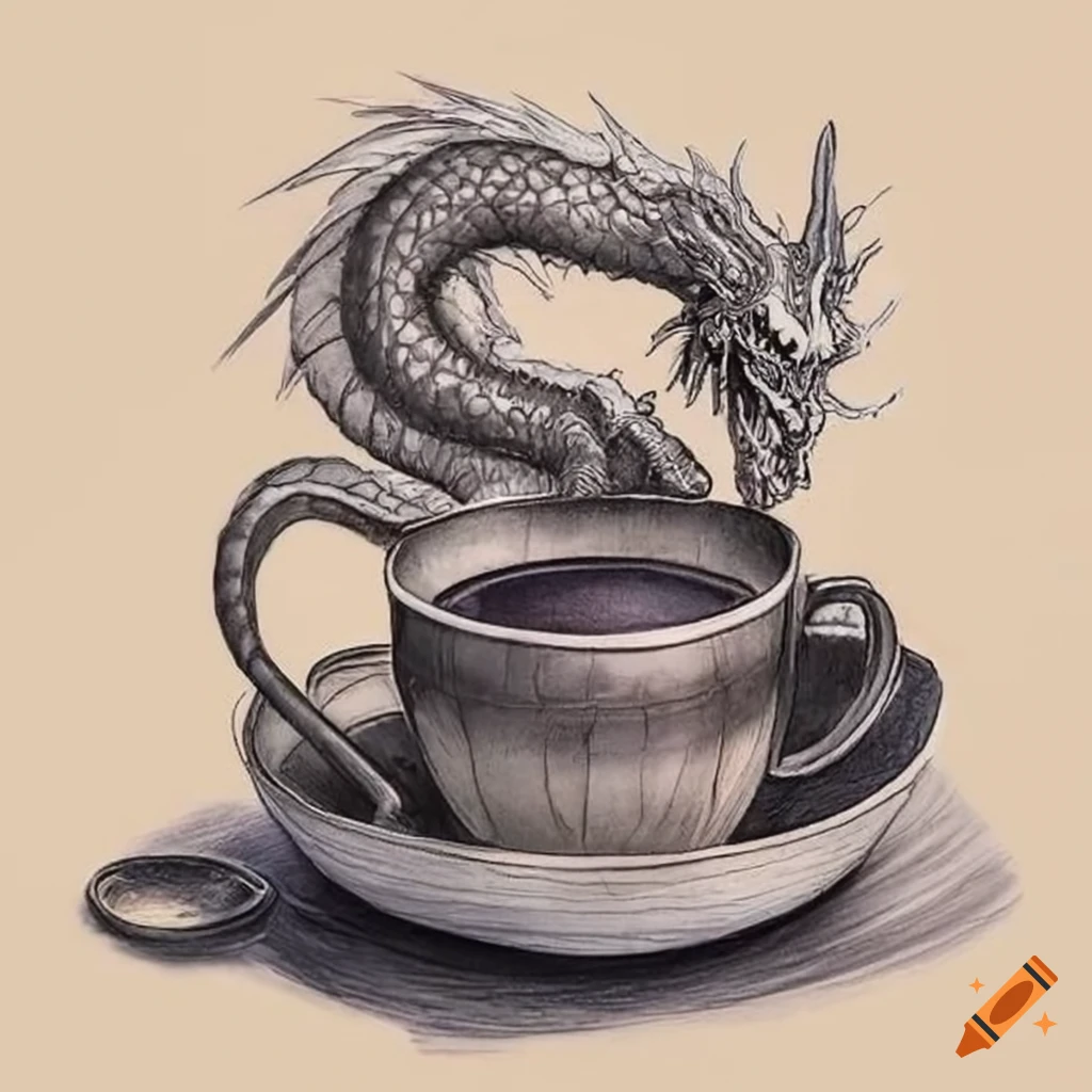 oriental dragon sipping tea