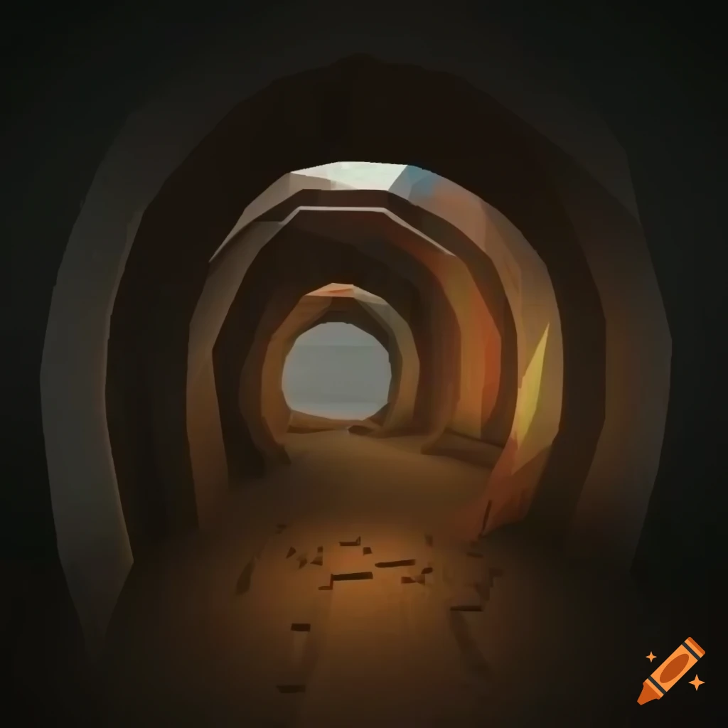 low poly mineshaft tunnel