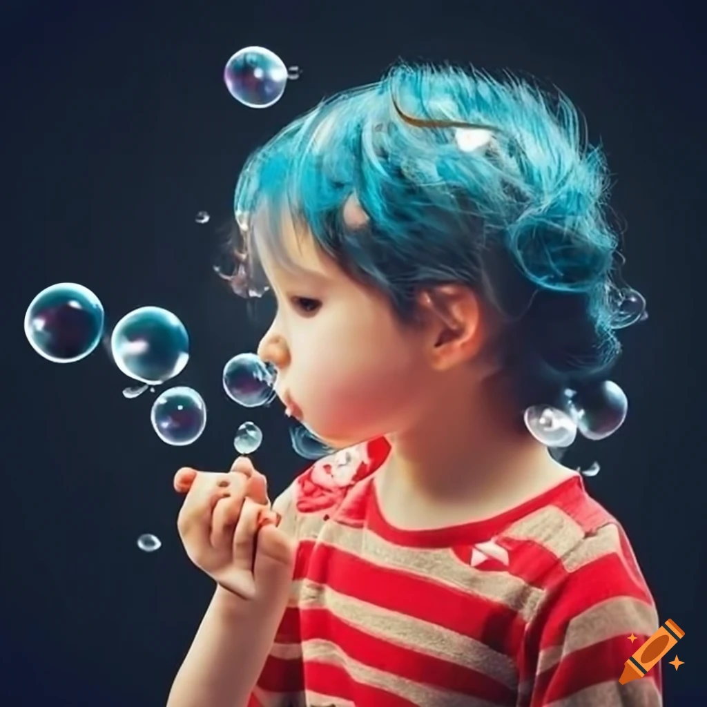 child blowing bubbles