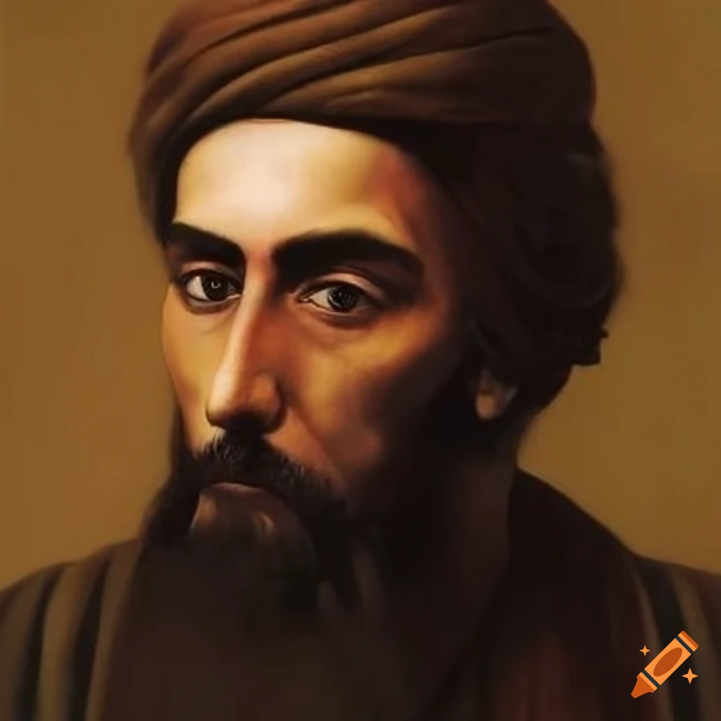 portrait of an Iranian poet resembling Saadi