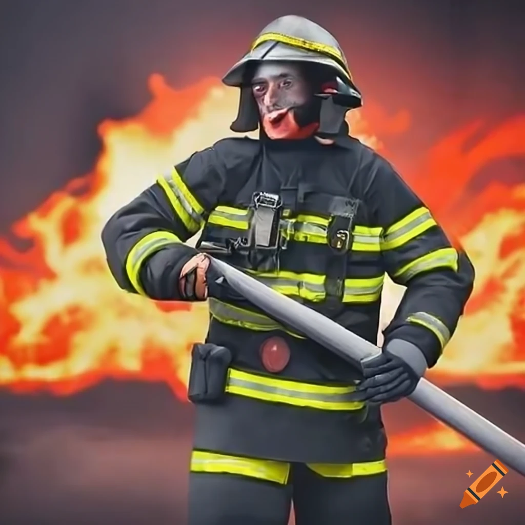 German firefighter in uniform