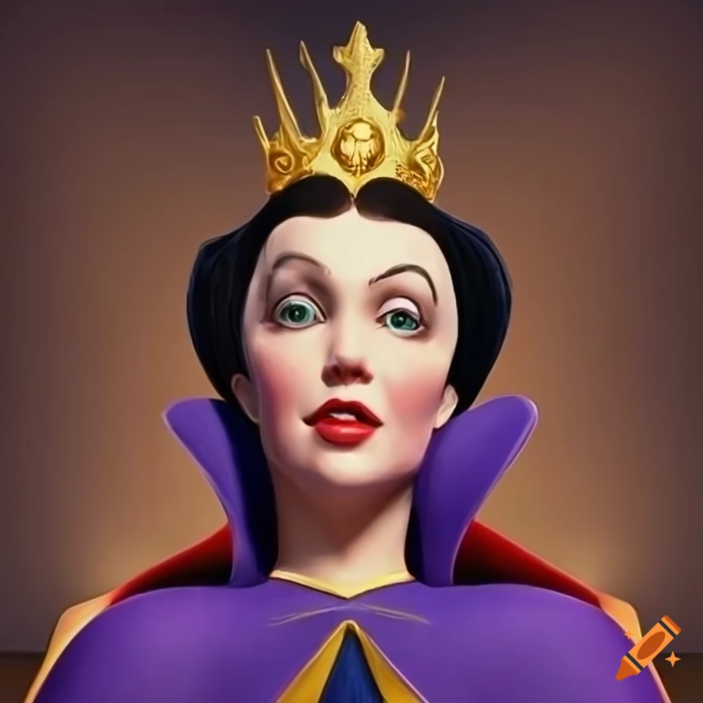 low angle portrait of a female resembling Evil Queen from Snow White