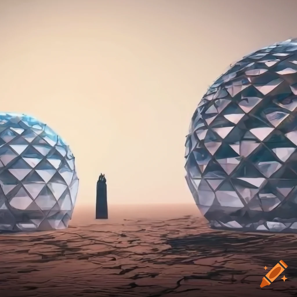 futuristic city with transparent domes and green gardens